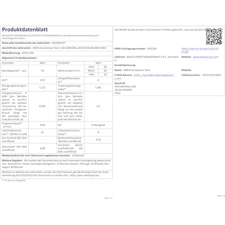 Bauknecht BKSV2 IAN, Vollintegrierbarer Geschirrspüler 60cm, 14 Maßgedecke, Silber, Energieeffizienzklasse A, leise mit 41 dB, ActiveDry und Hygiene-Programm – Bild 7
