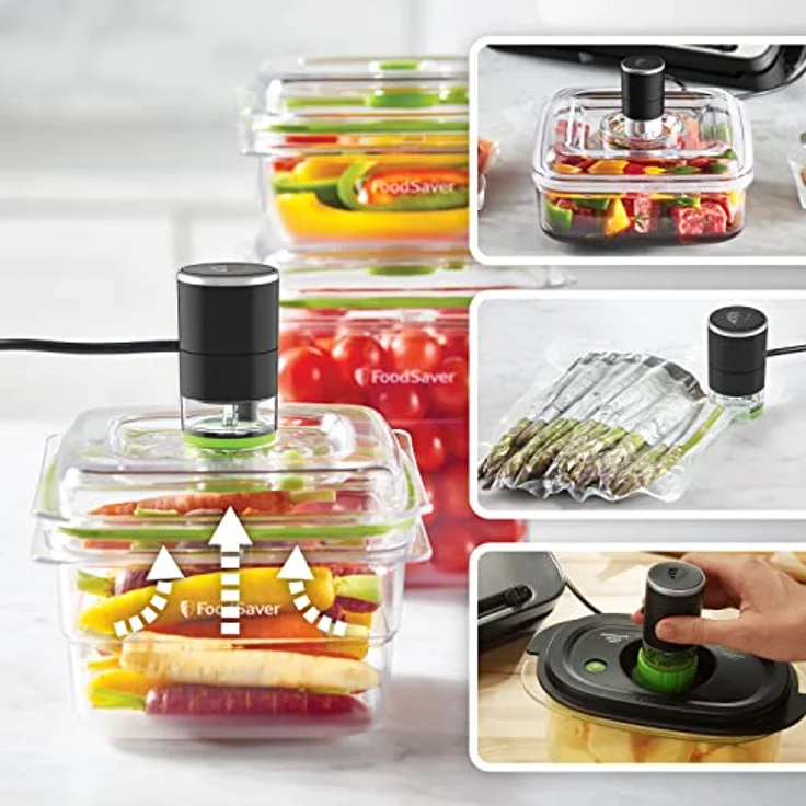 Nital FoodSaver VS3190X Mehrzweck-Vakuumiersystem, Vakuumierer, inkl. 1 Vakuumrolle, 4 Vakuumbeuteln, 4 Vakuum-Verschlussbeutel, edelstahl, schwarz – Bild 6