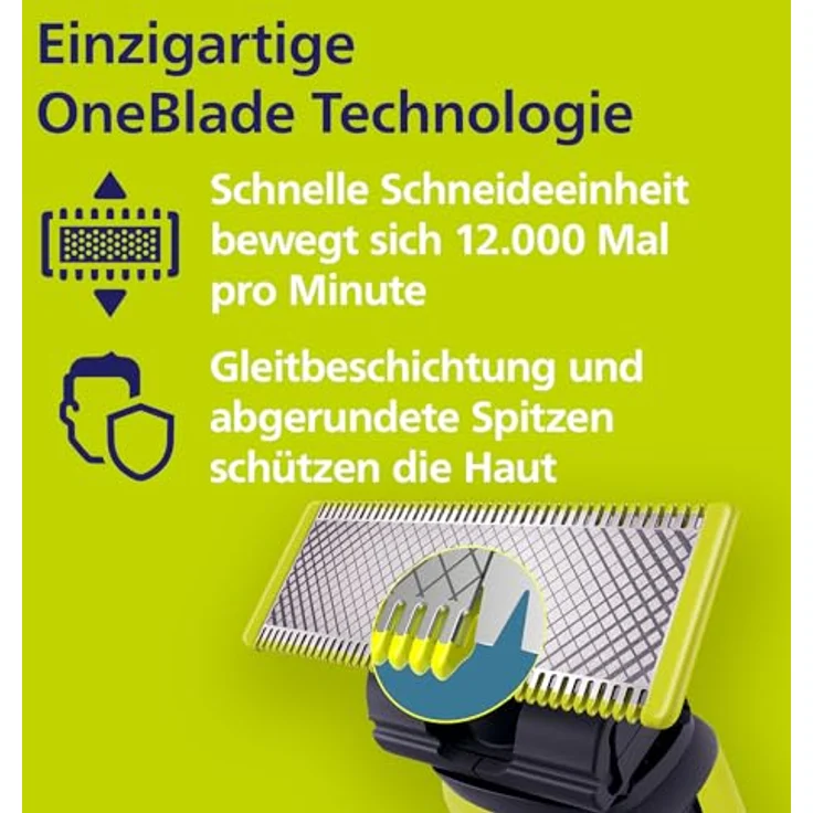 Philips OneBlade QP2630-30 Präzisions Trimmer, Bartschneider, Rasierer abwaschbar Schwarz, Grün, Silber – Bild 3