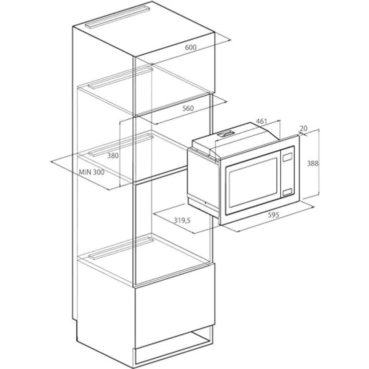Candy MIS1730B, Integrierte Solo-Mikrowelle, 17 l, 1000 W, Edelstahl, Eingebautes Display, Drehregler – Bild 5
