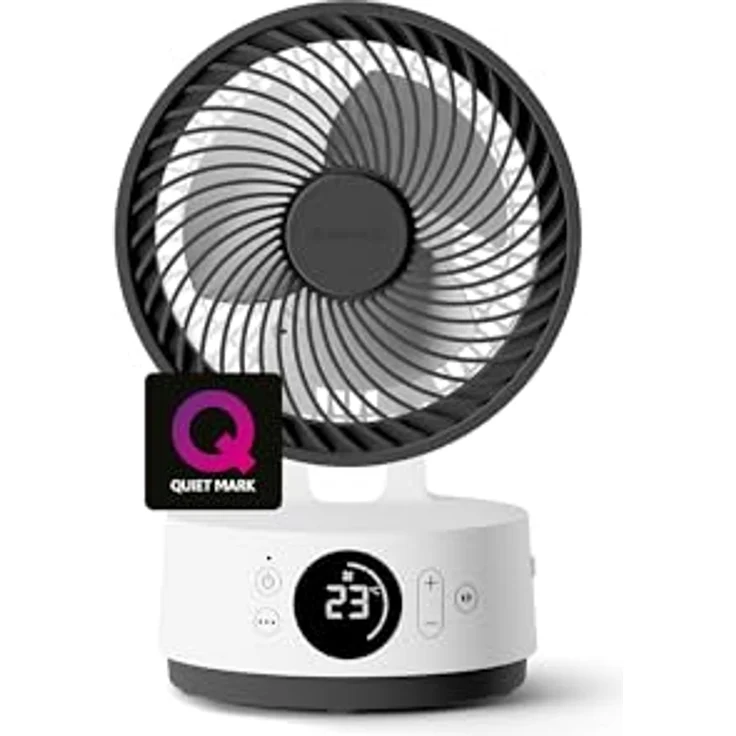 MEACO Meaco Fan Sefte® Tragbarer Akku-Luftzirkulator, 15,2 cm, 12 Geschwindigkeiten, 22 dB ultra-leise, kabellos, oszillierend, mit Fernbedienung, 26 Stunden Laufzeit, Ersatzakku – Bild 1