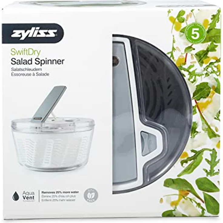 Zyliss ZE940014 Swift Dry Salatschleuder, 26 cm, Weiß – Bild 3