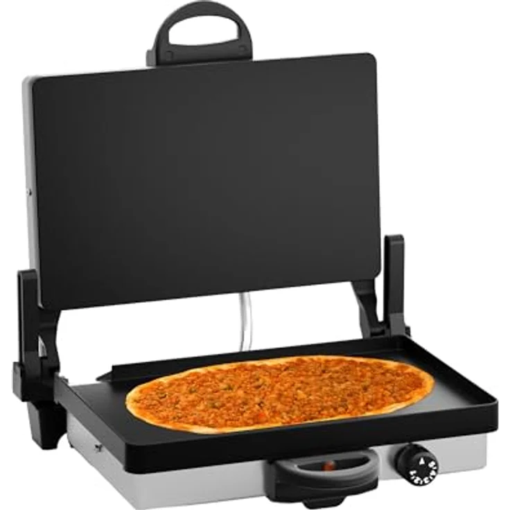 Kochmaster Chromax Kontaktgrill, 2300 W, Edelstahl, Sandwichmaker & Lahmacun Zubereiter mit Antihaftbeschichtung – Bild 6