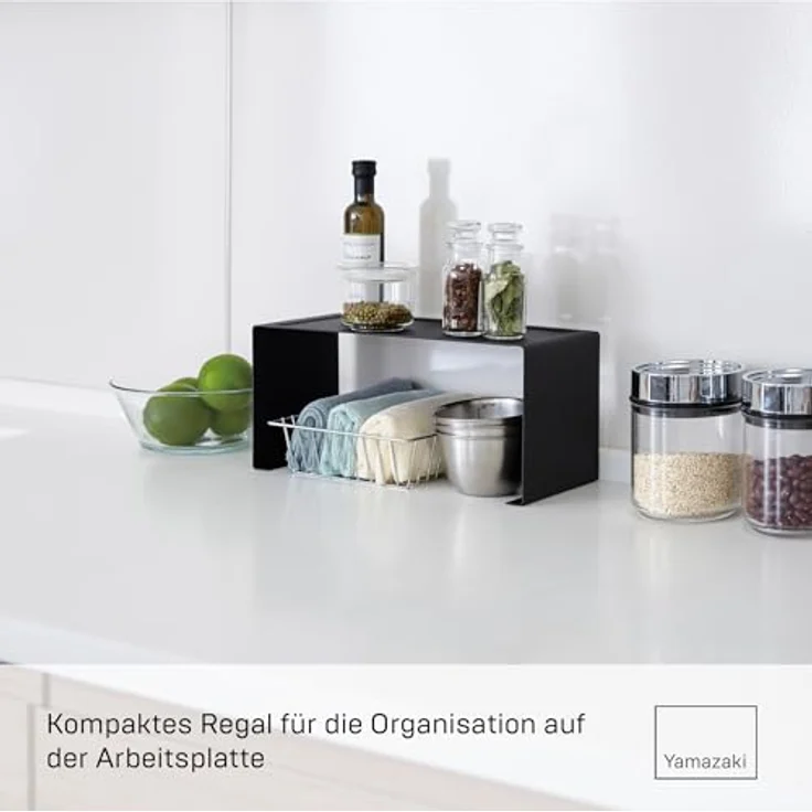YAMAZAKI Stapelbares Küchenregal – Aufbewahrung Organizer, Maße 30,5 x 14 x 14 cm, Tragfähigkeit 3 kg, platzsparendes Design – Bild 2