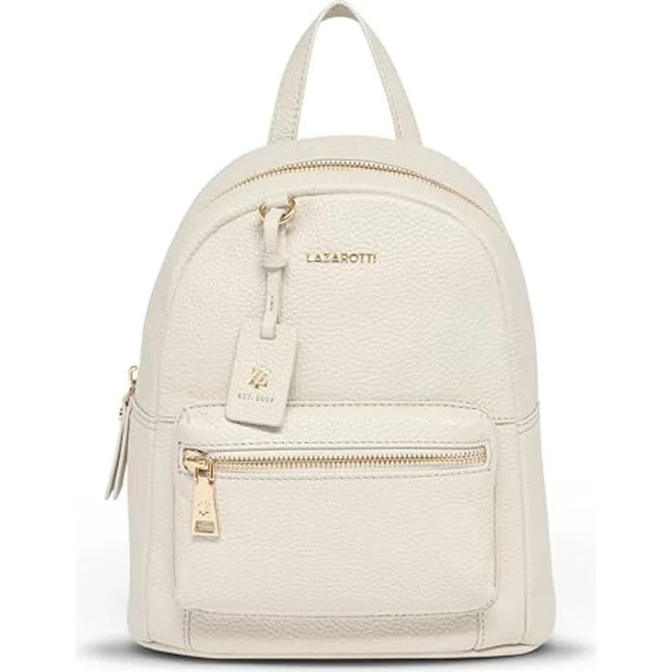 Lazarotti Bologna Leather City Rucksack, 100% Leder, 27 cm, beige – Bild 1