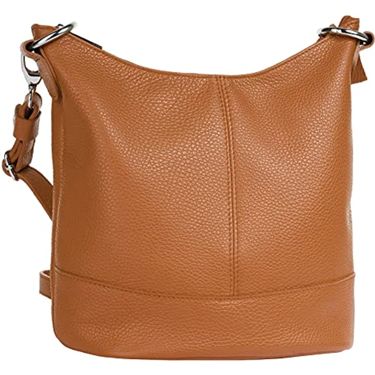 Cluty Umhängetasche aus echtem Leder, Made in Italy, verstellbarer Schultergurt, schwarz – Bild 4