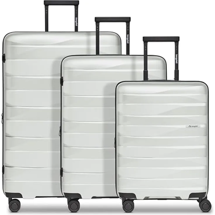 Bergpfeil Koffer-Set 3-teilig | Hochwertiges Polypropylen-Material | Dehnfalte & TSA-Schloss | Doppelrollen (Travel)