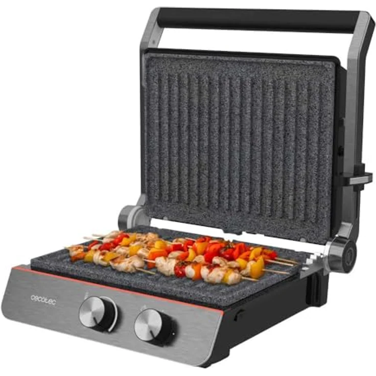 Cecotec Elektrischer Grill Rock'nGrill Blaze Neon – Leistung 2200 W, 180° Öffnung, abnehmbare Platten, große Oberfläche 29 x 23 cm – Bild 2