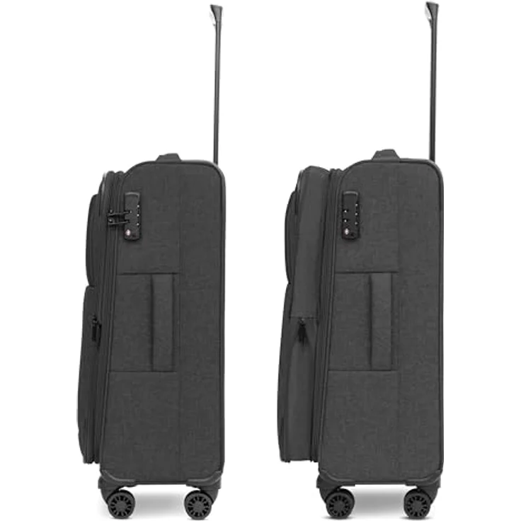 REDOLZ Essentials 12 MEDIUM Weichschalen Koffer für Männer & Frauen | Leichter Trolley 67 cm mit 4 Doppelrollen & TSA-Schloss (mit Dehnfalte erweiterbar) – Bild 2