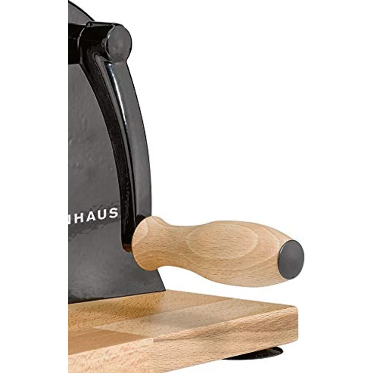 Zassenhaus Brotschneidemaschine manuell CLASSIC | Schwarz | Solinger Klingenstahl | Schnittstärken: 1-18mm | Brett und Kurbel aus Buchenholz | Maße: 30 × 25,5 × 19cm – Bild 2