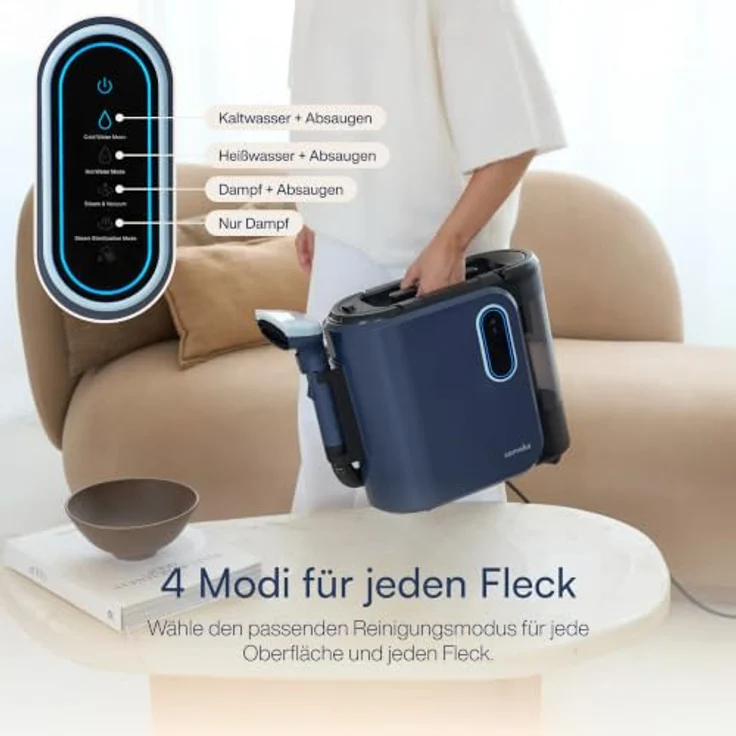 Samako PowerClean Pro Dampfsauger mit Dampfreiniger, 2000W, 4 Reinigungsmodi, Doppeltank für Polstermöbel und Auto – Bild 3