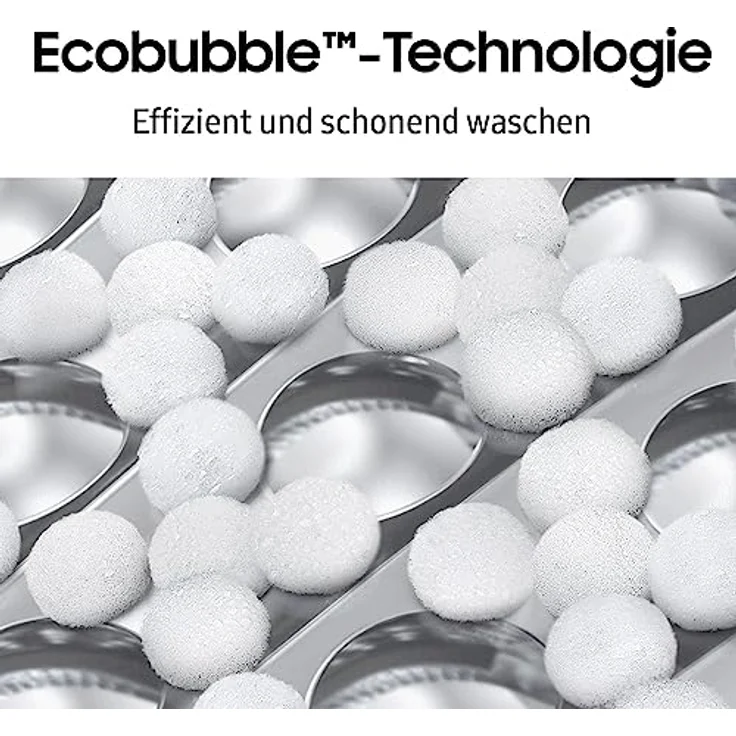 Samsung Waschmaschine, 8 kg, 1400 U/min, Ecobubble, Automatische Waschmittel- und Weichspülerdosierung, Weiß/Schwarz, WW8ET534AATAS2 – Bild 4