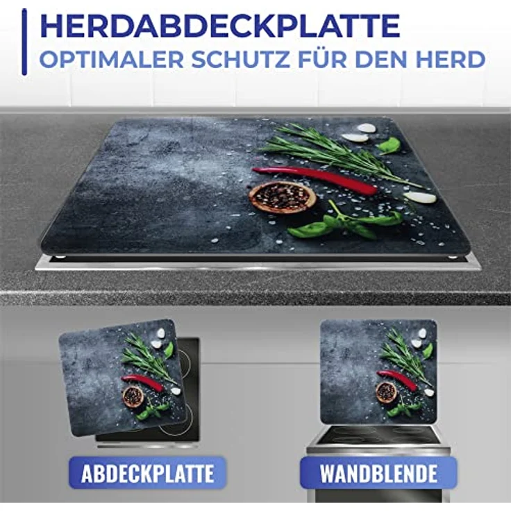 Maximex MULTI-Platte ROSMARIN - Schlagfeste Kochplattenabdeckung, Gehärtetes Glas, 56 x 0.5 x 50 cm, Mehrfarbig – Bild 3