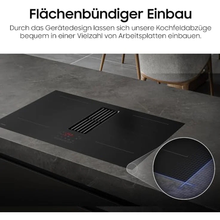 Samsung CC90H84PADUR Induktionskochfeld mit Abzug, 80 cm, A+ Energieeffizienz, Flex Zone, 9 Power Levels, Dunstabzug 600 m³/h – Bild 9