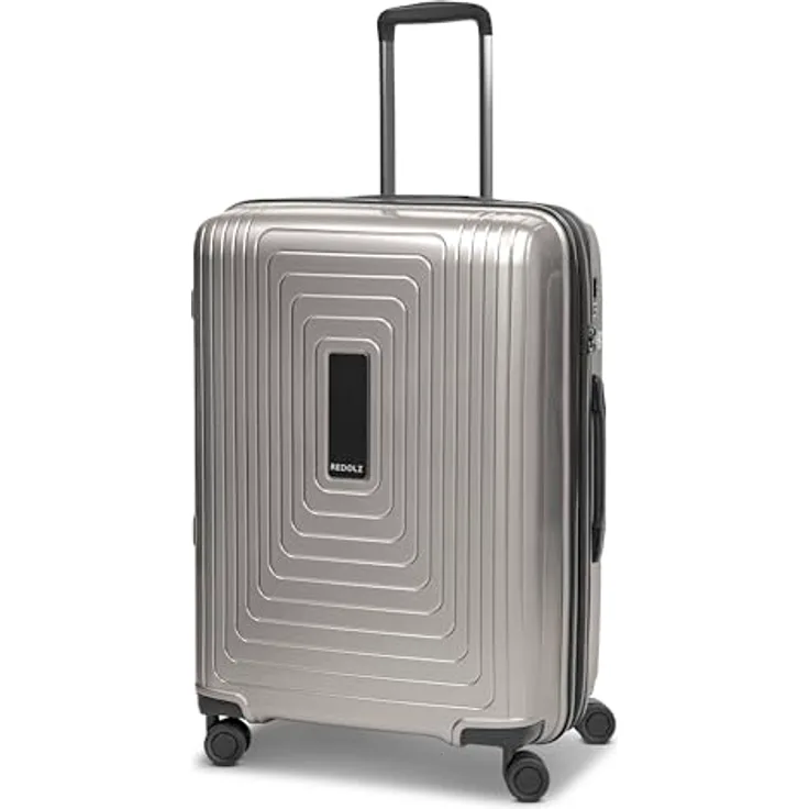 REDOLZ Mittelgroßer Hartschalen M+ Trolley | 46 x 30 x 66 cm | Dehnfalte von 82 auf 97 Liter | Ultra-leicht nur 3,7 kg | Essentials 14, Schwarz