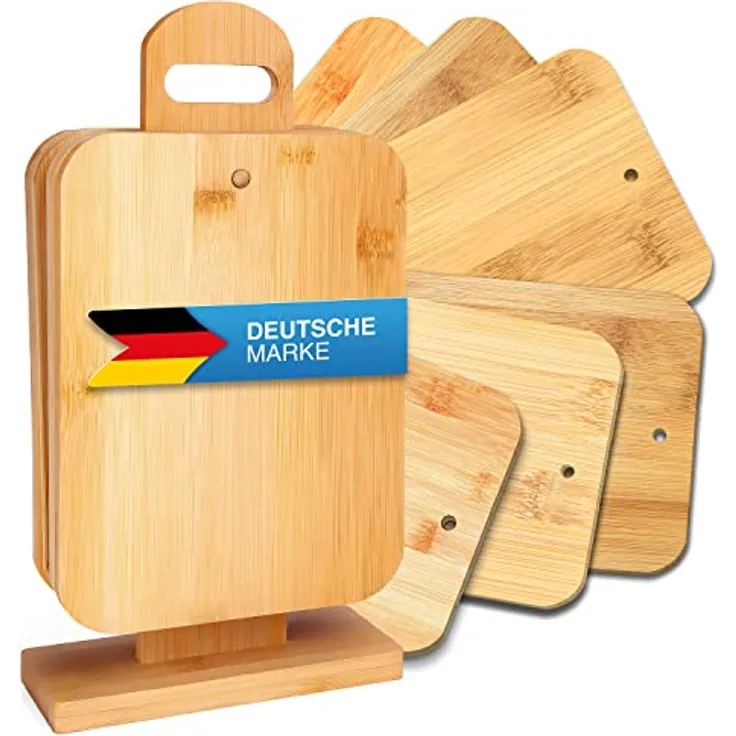 GOODS+GADGETS Bambus 6er Set Frühstücksbrettchen Schneidebretter Servierbretter Küchenbrett Brotbrett; klingenschonend, antibakteriell
