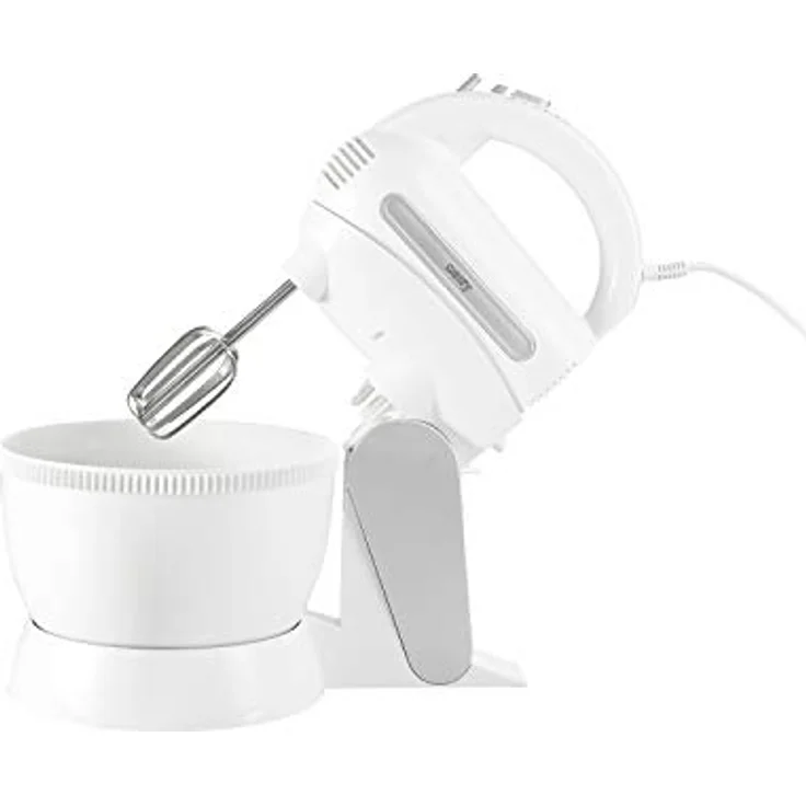 Camry CR 4213 Handmixer mit Rührschüssel, 600 W, 5 Geschwindigkeiten Turbo, Rührständer mit Knethaken und Rührhaken aus Edelstahl im Set, elektrischer Handrührer, Rührmaschine – Bild 2