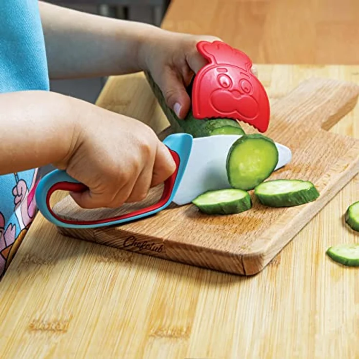 Chefclub Network Messer für Kinder: Mit Fingerschutz, Klingenschutz und ergonomischen Griff., Teal/Turquoise Green – Bild 5