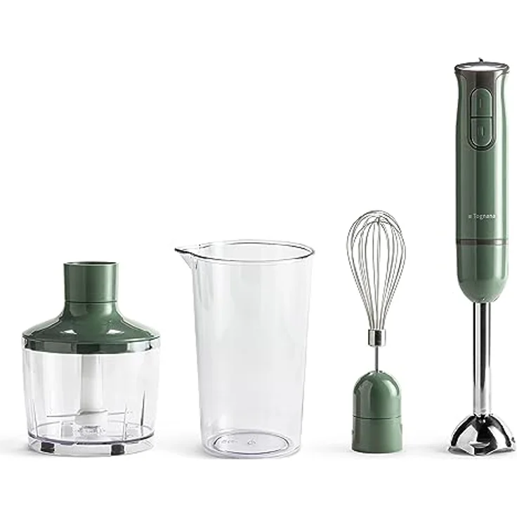 Tognana Iridea Handmixer, 3-in-1 mit Beater Whisk, 600 ml Tumbler und 500 ml Chopper, Salbeigrün – Bild 1