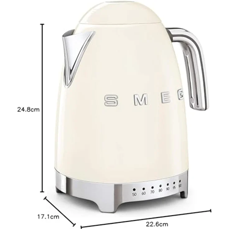 Smeg KLF04CREU Wasserkocher, 2400W, 1,7L, Edelstahl, cremefarben – Bild 5