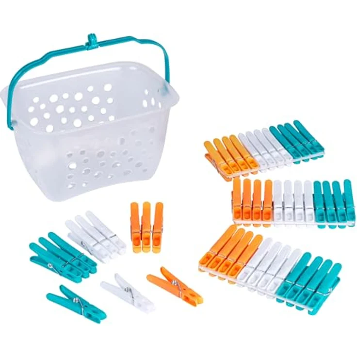 Beldray LA028297TQEU LA028297TQ Ultra-Grip Wäscheklammern im Korb, 48er-Pack, Plastik, Türkis, Einheitsgröße – Bild 2