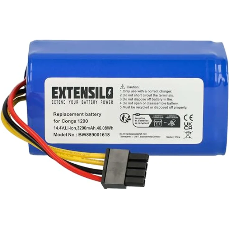 EXTENSILO Akku für Vileda VR302 Saugroboter, 3200 mAh, 14,4 V, Li-Ion, wiederaufladbar, hochwertig verarbeitet – Bild 1