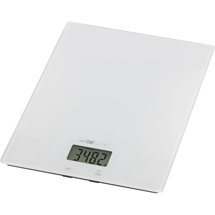 Clatronic KW 3820 Küchenwaage digital, 5 kg, hohe Präzision mit 1 g Schritten, Zuwiegefunktion, stabiles Glas, weiß – Bild 1