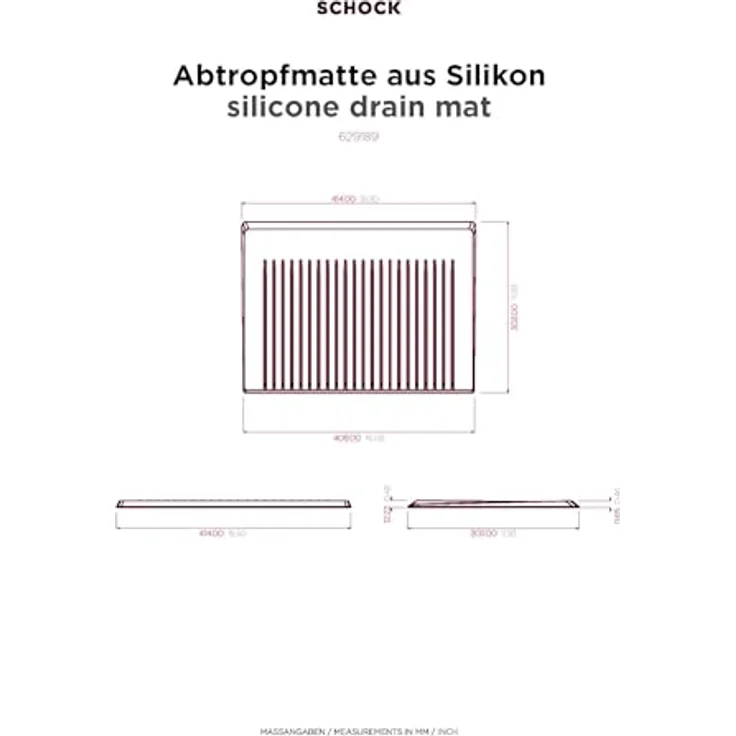 Schock 629189 Abtropfmatte aus Silikon, Anthrazit, hitzebeständig und rutschfest – Bild 3