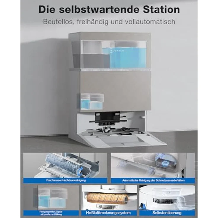 Ecovacs X12 PRO OMNI, Beutelloser Staubsauger-Roboter mit Mop-Funktion, Weiß, 1000 m² Flächenabdeckung, AIVI 3D Navigation, 22.000 Pa Saugkraft – Bild 6