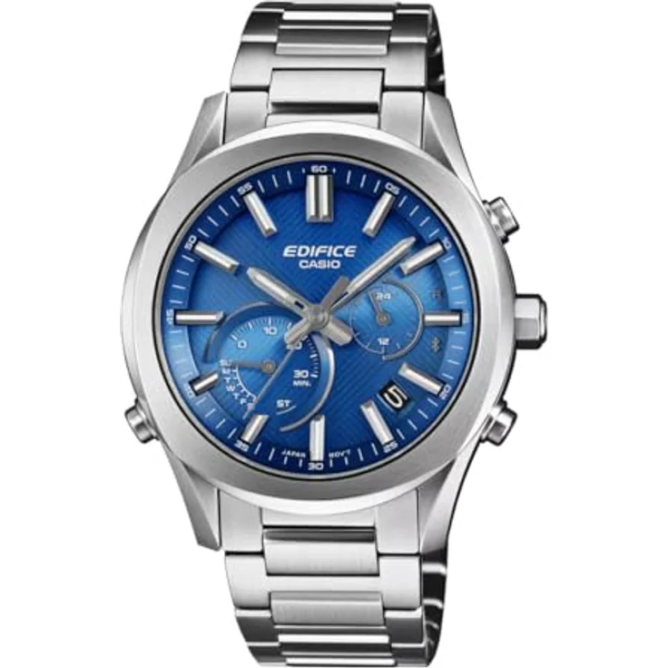 Casio EQB-1300D, Herren Chronograph Quarz Armbanduhr mit Solarbetrieb, Bluetooth-Konnektivität und Edelstahlarmband, blau – Bild 1