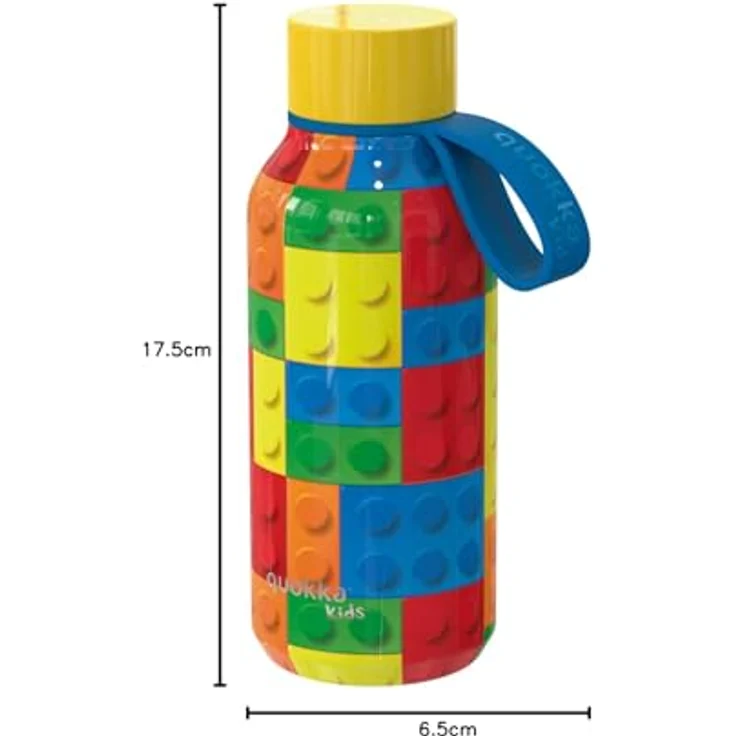 Quokka KIDS SOLID BRICKS, Thermosflasche mit Edelstahl-Aufhänger, 330 ml, doppelwandige Vakuumisolierung, BPA-frei, Anti-Leak-Verschluss – Bild 4