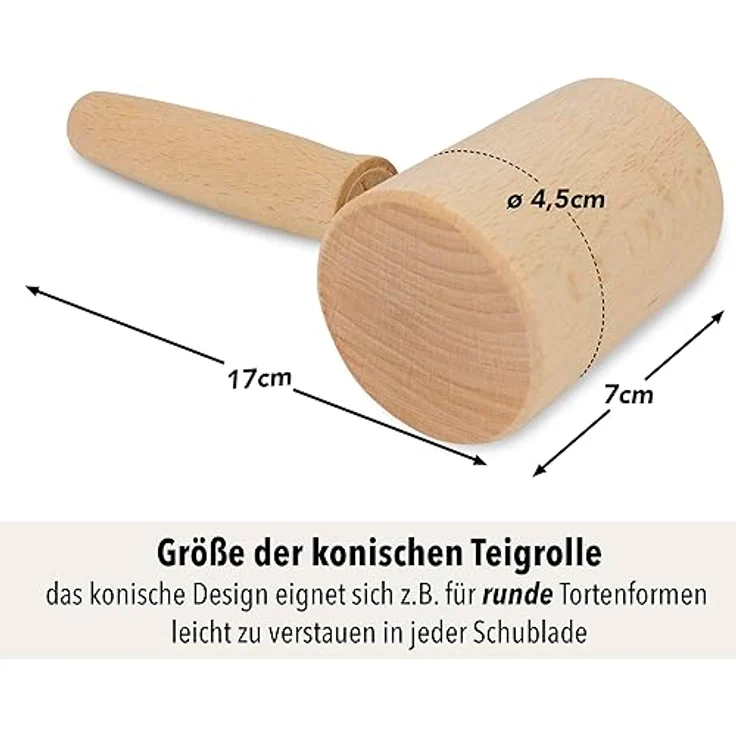 SOHFA Backblechroller 17 x 7cm aus Buchenholz | kleiner Teigroller gerade Form made in europe | Mini Nudelholz für Pizza, Fondant und Teig. Ausroller für das Backblech und für Kinder – Bild 2