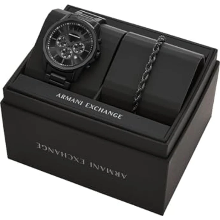 Armani Exchange Herren Analog Quarz Uhr mit Edelstahl Armband AX7163SET, schwarzes Zifferblatt, wasserdicht bis 50 m – Bild 3