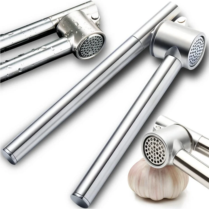 FELIXLEO Knoblauchschneider, Edelstahl Knoblauchpresse und Brecher, 18x5cm, ergonomischer Griff, vielseitig einsetzbar