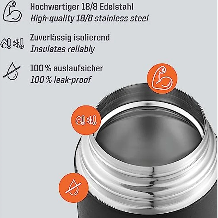 Esbit Thermobehälter | Edelstahl Isolierbehälter | BPA-Frei | Schwarz 750ml warme & kalte Speisen, Lunch – Bild 3