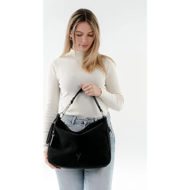 SURI FREY SFY Romy Beutel, Umhängetasche in Lasercut-Optik, Schwarz, mit abnehmbarem Umhängeriemen und Reißverschlussfächern – Bild 3