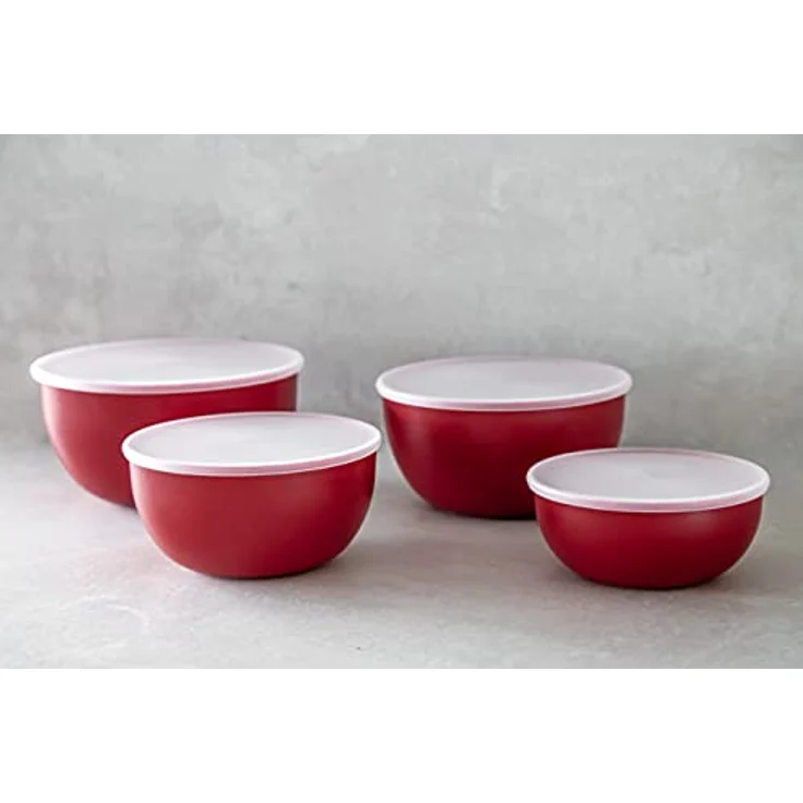 KitchenAid - Salatschüsseln, 591 ml, aus Kunststoff mit Deckel, rot, 4er Set – Bild 3