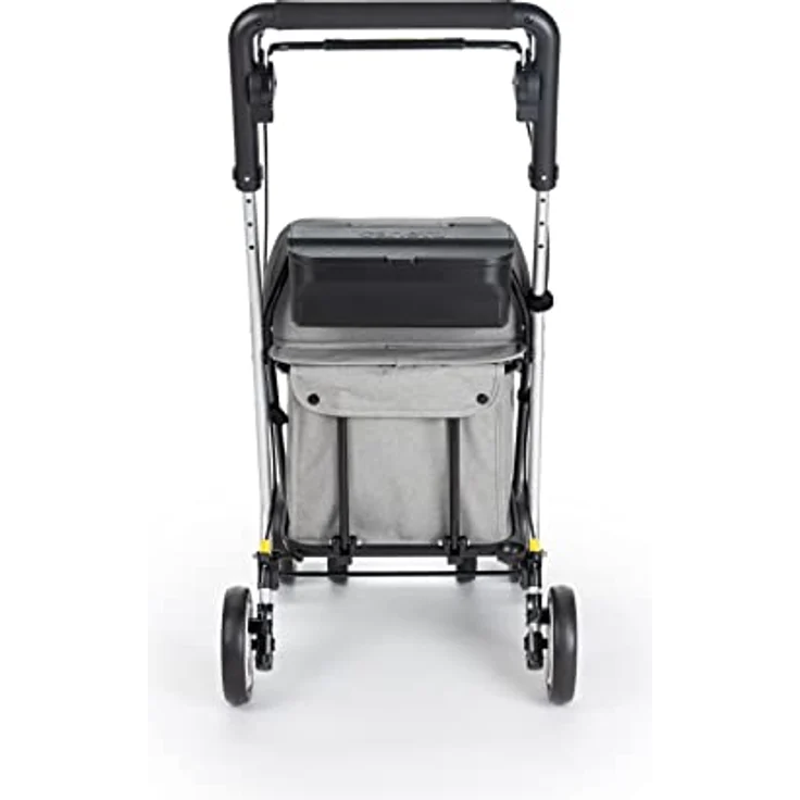 Carlett - Einkaufswagen und Gehhilfe mit Sitz für ältere Menschen - 4-rädriger Faltbarer Supermarkt-Trolley mit Abnehmbarer Einkaufstasche 29L/15kg und Ablagefach - hellgrau – Bild 4