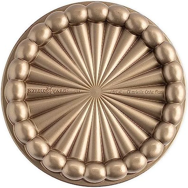 Nordic Ware Charlotte Cake Pan, Backform aus Aluminiumguss, antihaftbeschichtet, gold – Bild 1