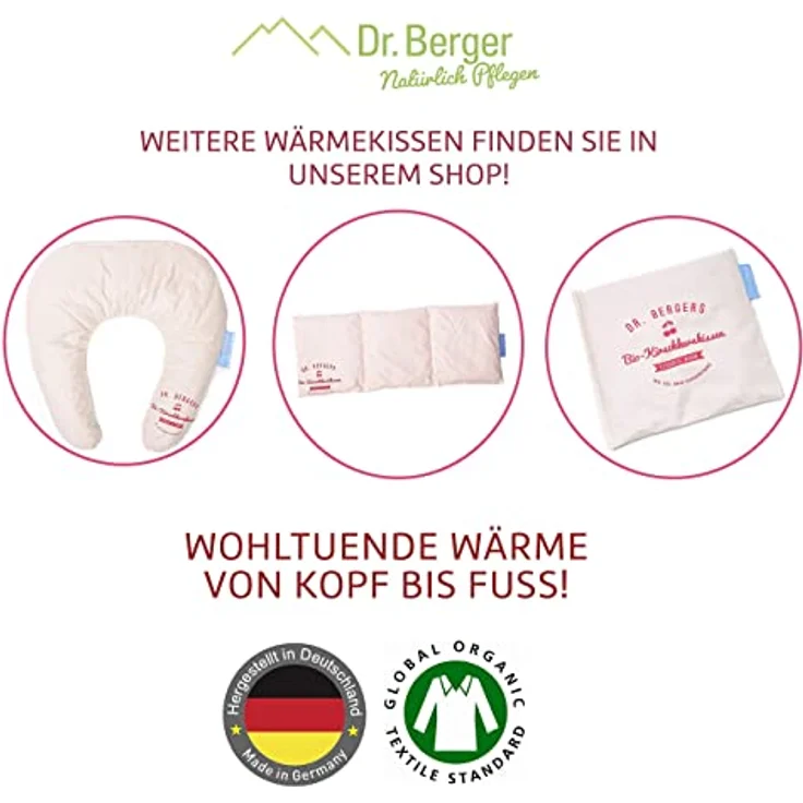 Dr. Berger – Kirschkernkissen Set für Verspannungen und Schmerzen in Schultern, Rücken und Nacken – 50x20 & 30x20 cm Wärmekissen zur Entspannung – geeignet für Mikrowelle und Backofen (Blau) – Bild 3