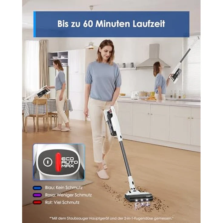 Tineco Akku-Stielstaubsauger A30S Plus, 1L Staubbehälter, Anti Haar-Verhedderung, 60 Minuten Akku Laufzeit, beutellos – Bild 3