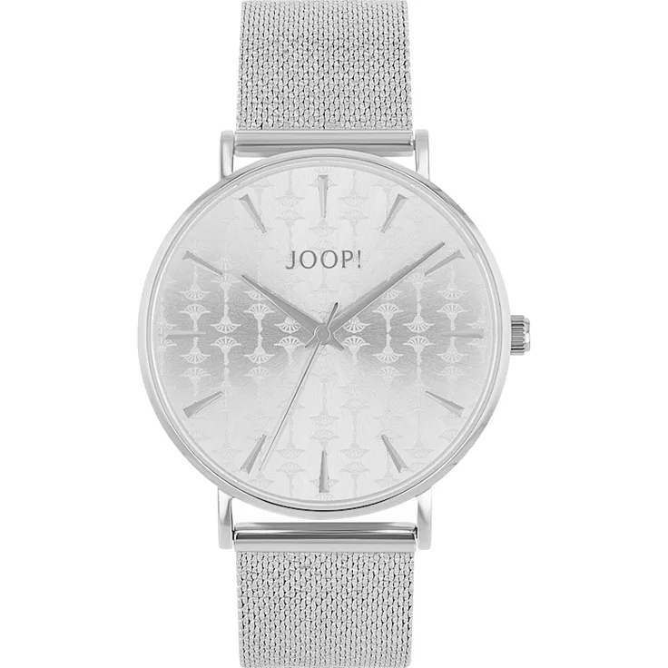 JOOP! Quarzuhr Damenuhr, Edelstahl, rundes Gehäuse, Milanaise-Armband, Silbertöne, IP Roségold, 36 mm