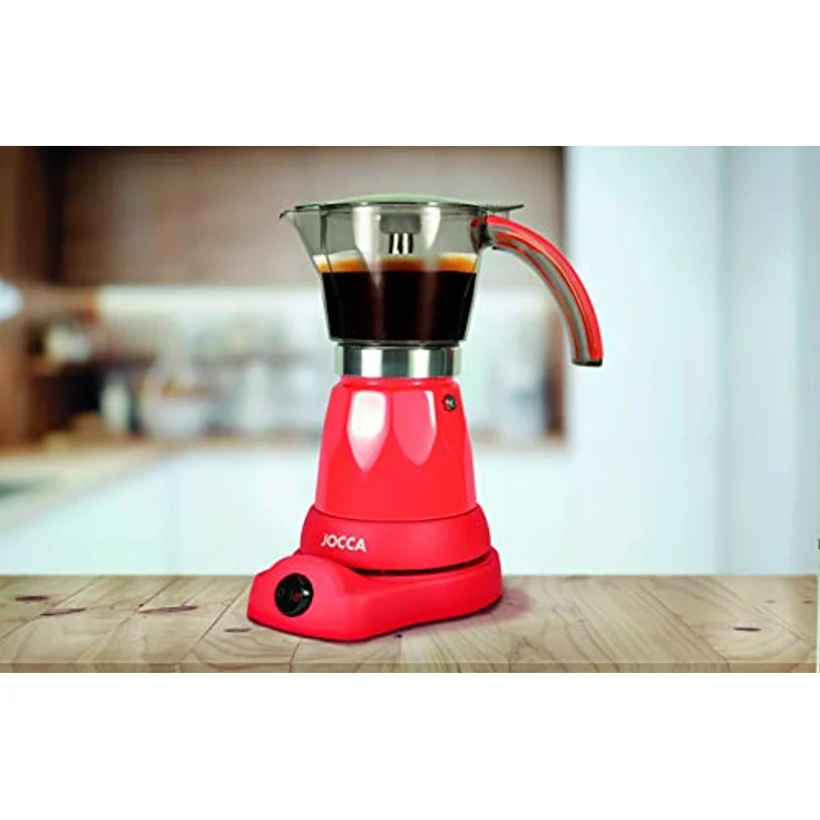 Jocca Espressokocher Italienische kaffeemaschine elektrisch 6 tassen espressomaschine elektrisch Transparent jug with cool touch handle italian coffee maker 5449R Rot – Bild 3