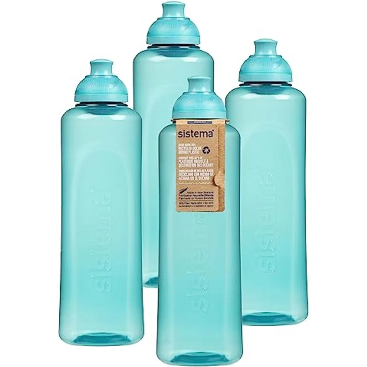 Sistema Twist 'n' Sip Squeeze Sport Wasserflaschen | Kinder Wasserflaschen | 480 ml | BPA-frei | hergestellt mit recyceltem Kunststoff | Teal Stein | 4 Count – Bild 1