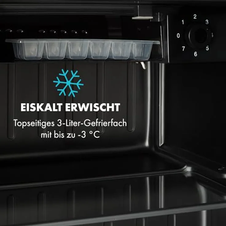 Klarstein Obsidian HEA14, 46 Liter Mini Kühlschrank mit Eisfach, schwarz – Bild 6