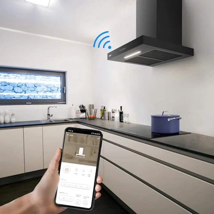 CIARRA CBCB6102, A+++ Dunstabzugshaube 60 cm Umluft, 650 m³/h, Touch Control mit App-Bedienung, schwarz, energiesparend, leise, inkl. 2 Lichtmodi – Bild 2