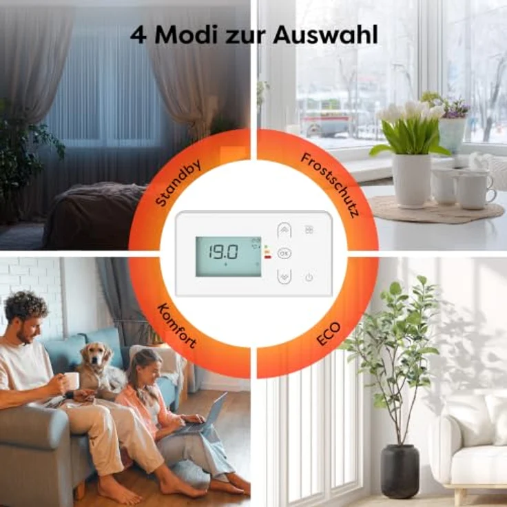 CIARRA CBHT10E, Elektrischer Keramik Heizkörper 1000 W mit PID-Thermostat für 10-15 m², IP24 spritzwassergeschützt – Bild 8