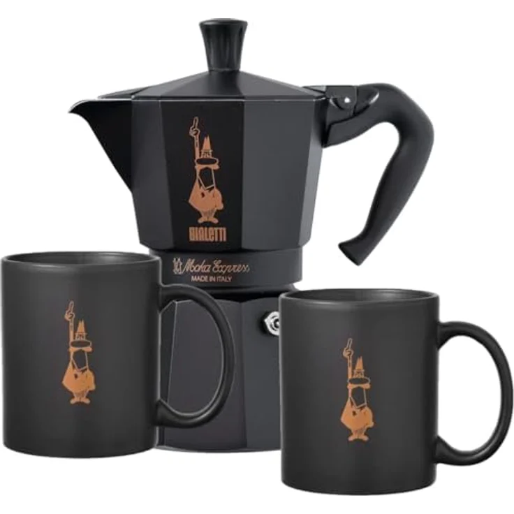 Bialetti MOKA Espressokocher Set schwarz 6Cups+2Mugs – Bild 2
