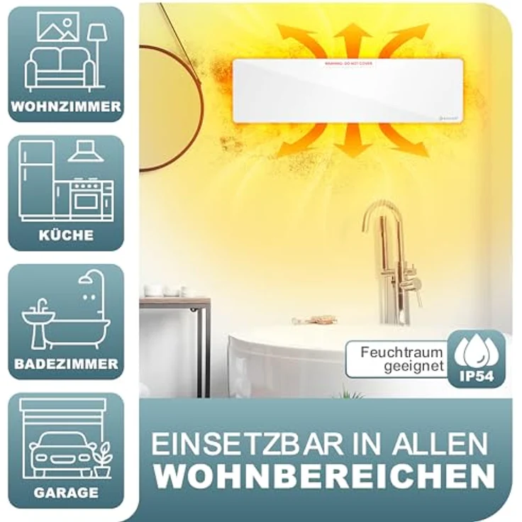 KESSER® Anti-Schimmel Infrarotheizung 50 W, spritzwassergeschützt IP54, modular erweiterbar für effektive Schimmelbekämpfung – Bild 4