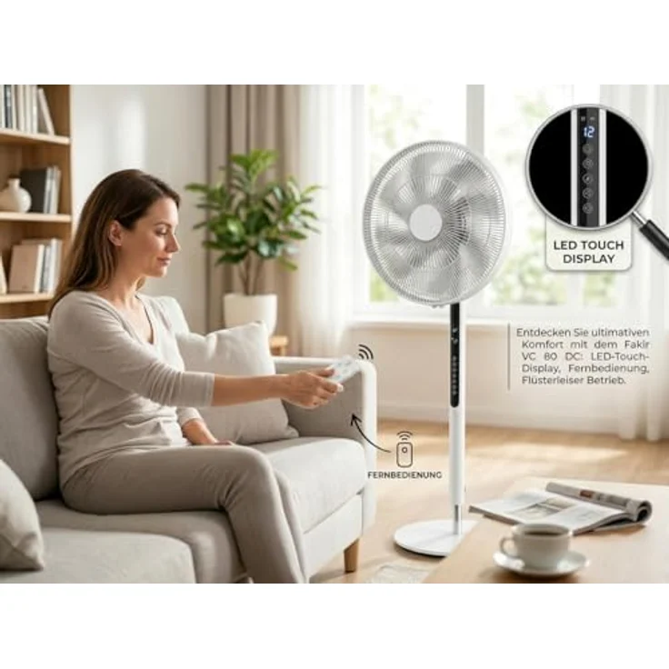 Fakir VC80DC Standventilator, 2400 m³/h, 55 dB, 33 Watt, Schwarz/Weiß, versandkostenfrei – Bild 5